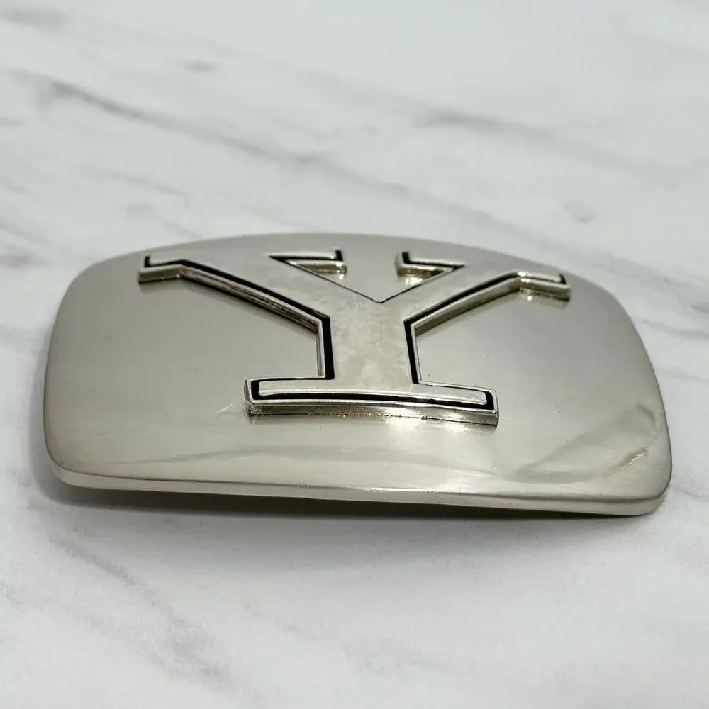 Letter Y Initial Monogram Silver Tone Belt Buckle Western ✨